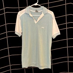 Vintage Le TIGRÉ polo shirt short mesh sleeve 1970/1980 powder blue retro golf